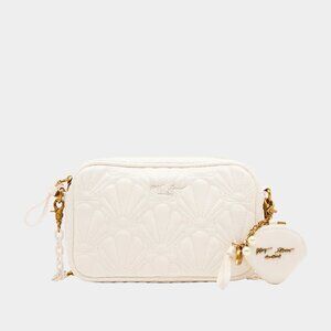 Betsey Johnson For Shore Soft Camera Bag Cream Quilted Sea Shells & Charm NWT